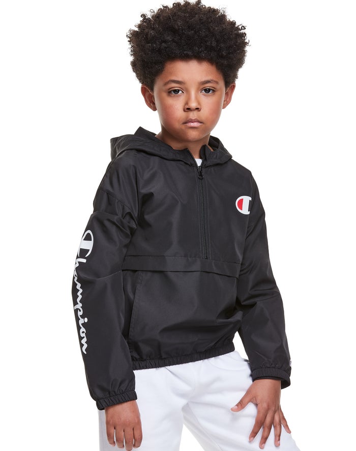 Champion Windbreaker C Logo Jas Meisjes - Zwart - Belgie 8152OWYCJ